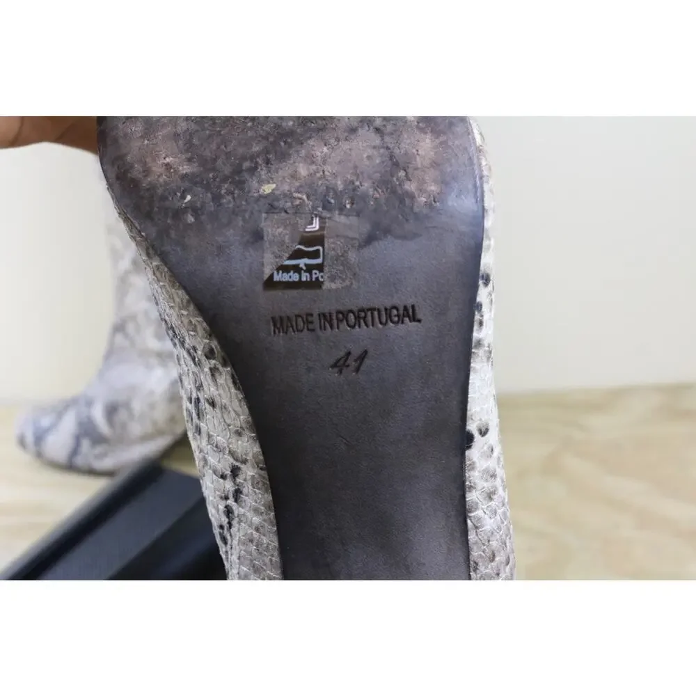 Free People Boots 10 Brown Snake Print Leather Cecile Ankle bootie Boho